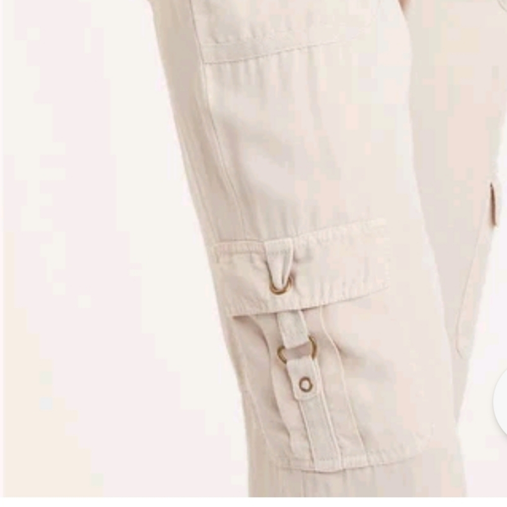 XCVI Lysander Knaki Beige Pull-On Cargo Crop Pants Sz XS - Picture 2 of 12